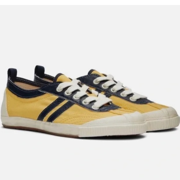 NEW in Box RE/DONE 90s Low Top Sneakers Yellow Canvas/Navy Leather Trim Size 38 - Picture 5 of 10